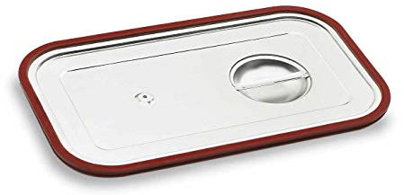 Lacor GN 66905Z - Tapa con junta de silicona para Cubetas 1/4 de Lacor con asa, Acero Inoxidable