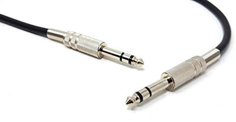 Maincore 1m 6.35mm to 6.35mm Audio Stereo TRS Cable Male to Male, Big Jack 1/4 Connector for DJ, Headphones, Music Studios, Home Audio, HIFI, AMP (Nickel Connectors)