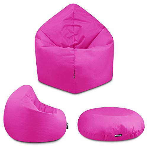 BuBiBag - 2in1 Sitzsack Bodenkissen - Outdoor Sitzsäcke Indoor Beanbag in 32 Farben und 3 Größen - Sitzkissen für Kinder und Erwachsene (100 cm Durchmesser, Pink)