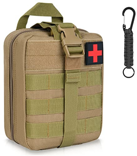 flintronic Tactical Molle Pouch, EDC Gadget Waist Bags, Compact Utility Belt with Cell Phone Holster for Sports, Hiking, Camping, Traveling-Khaki