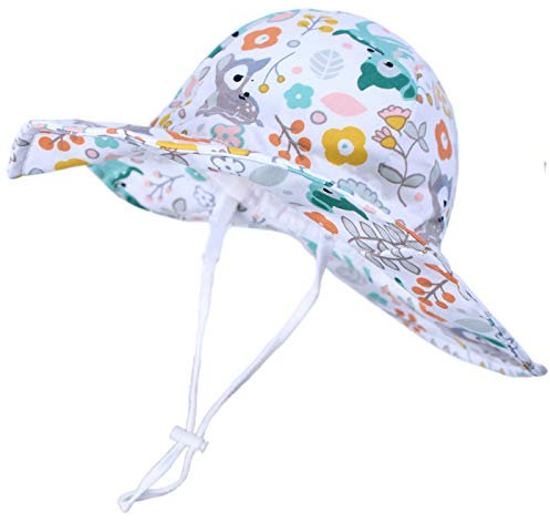 Happy Cherry - Bebé Sombrero con ala Verano para Niños Niñas Infantil Gorra de Pescador Correa Ajustable Estampado Lindo Bucket Hat Protección Solar para Playa Vacaciones - 12-24 Meses
