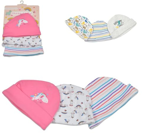 Cangaroo Babymütze Kay 3er-Set Größe 46 cm, Erstlingsmütze, 100% Baumwolle pink