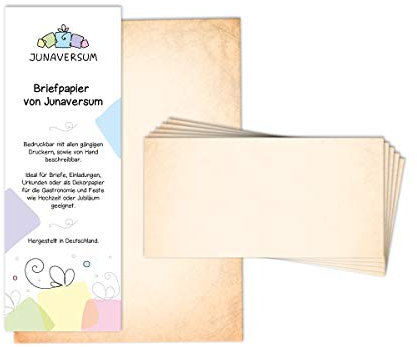 Briefpapier mit Umschlag Briefpapier-Set Vintage orange Motivpapier für Einladungen Hochzeit Urkunden (20 Blätter + 20 Umschläge)