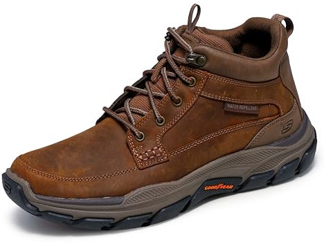 Skechers Respected Boswell, Stivali Uomo, Dark Brown Leather W Synthetic, 46 EU