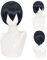 Schwarz Blau Kurze Perücke Cosplay Kostüm Hitzebeständiges Kunsthaar Karasuno Perücken
