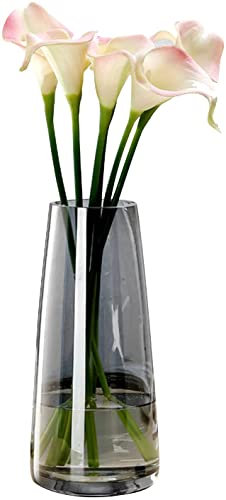 YYDSA Petit Vase Oval Vase en Verre Soufflé Fait Main, Vase en Verre Aurora Symphony Vase en Verre Hydroponique, Simple et élégant, Vase Décoratif pour Maison, Bureau, Mariage (Gris fumé)