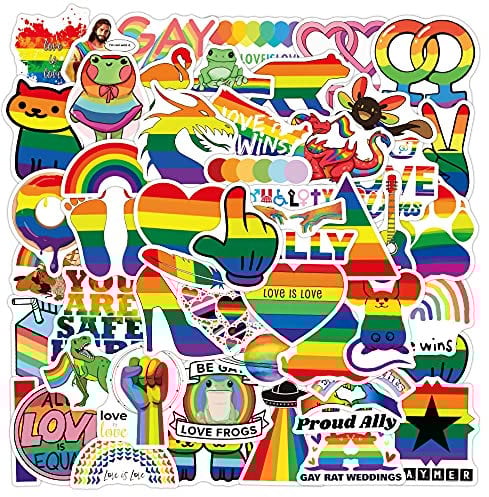 MOGADEE® Pride Sticker, LGBTQ Sticker 53 Stück, Fahrrad Pride Aufkleber Set, Pride Aufkleber, Wasserdicht Vinyl Stickers, für Auto Motorräder Fahrrad Snowboard Gepäck Laptop