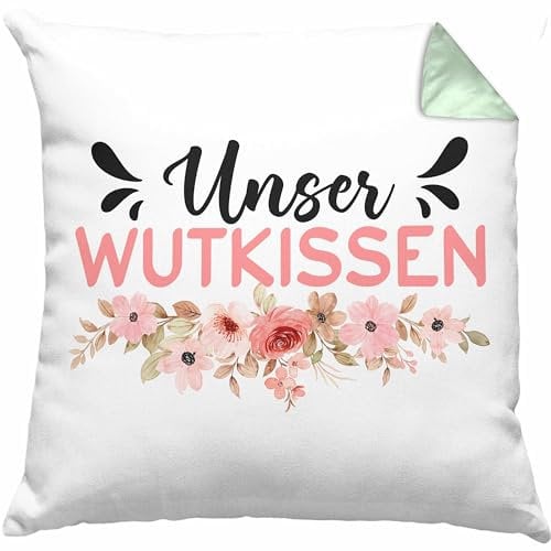 Trendation Wutkissen Kissen mit Füllung 40x40 Geschenk Lustiger Spruch Wut-Kissen (Grün)