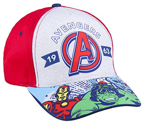 Marvel Avengers Hut für Jungen, Verstellbare Kappe, Captain America Hulk Iron Man Design, Sommermütze Jungen, Geschenk für Jungen - Rot
