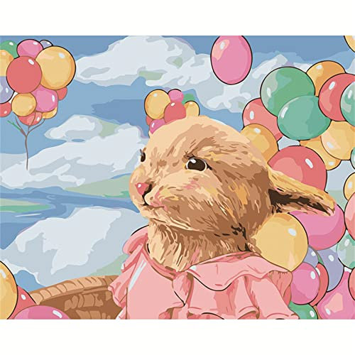 Malen Nach Zahlen Erwachsene Buntes Ballon-Tier DIY Handgemalt Ölgemälde Leinwand Kits für Erwachsene Kinder mit Pinseln Acrylpigment Zeichnung Paint by Numbers für Haus Wand Decor 60x75cm Mit Rahmen