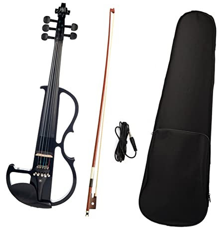 Violon Student Violino Elettrico A 5 Corde Violino Silenzioso 4/4 Accessori in Ebano 4/4 Arco in Legno Brasiliano (Color : BK)