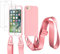 vrupin Coque Compatible avec iPhone 6/6S/7/8+[2 pcs Protecteur d'écran],Étui en Silicone Liquide, avec Sangle réglable, Collier et Cordon de Serrage—Rose foncé