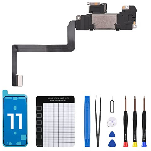 DGSCSMY for iPhone 11 Earpiece Front Speaker Replacement Repair 6.1, Ear Module Part OEM with Ambient Light Sensor Flex Cable Connector Proximity Sensor Fix Tools Kit iPhone11 for A2111 A2223 A2221