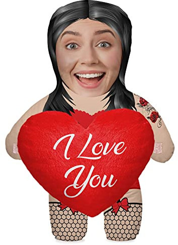 Ferocity Kissen mit eigenem Foto Personalisiertes Lustiges Fotogeschenk mit eigenem Gesicht Bedruckt 45 cm Hoch Body Körper Foto-Kissen zum 18 Geburtstag Junggesellinnenparty Motiv Gorset Heart [091]