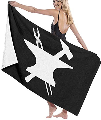 Beach Towel Blacksmith Hammer Logo Quick Dry Microfiber Face Cloths Absorbent Face Towels For Spa Bathroom Swim 80X130Cm