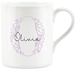 Purely Home Floral Pink Letter O Mug - Fine Bone China Small Coffee Tea Mug Present Personalised Initial Gift