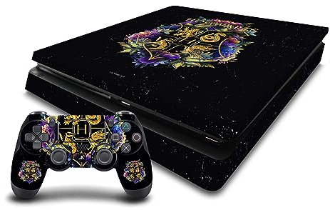 Head Case Designs Offizielle Harry Potter Hogwarts Wappen Grafiken Vinyl Haut Gaming Aufkleber Abziehbild Abdeckung kompatibel mit Sony Playstation 4 PS4 Slim Console and DualShock 4 Controller