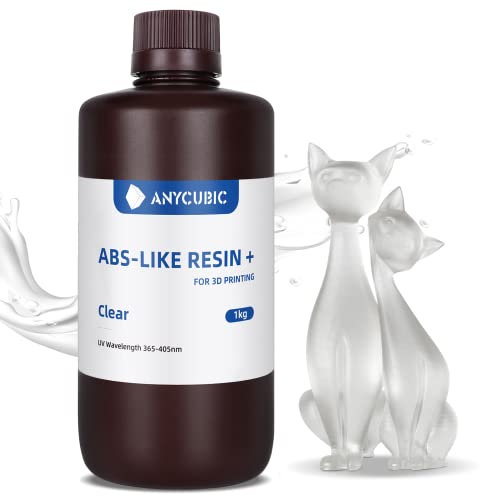 ABS-Like Resin Plus, ANYCUBIC 3D Drucker Resin mit Ausgezeichneter Härte und Zähigkeit, Lange Konservierungszeit, Hochpräzises 405 nm UV-härtendes Harz für 4/6/8K LCD/DLP 3D Printer (Transluzent,1kg)