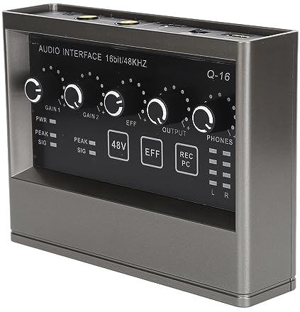 48-V-Live-Soundkarte mit DSP-Reverb-Soundkartenmischer, Rauschunterdrückung, Dual-Chip, Vielseitige Konnektivität für Computer-Smartphone-Gesangsinstrument
