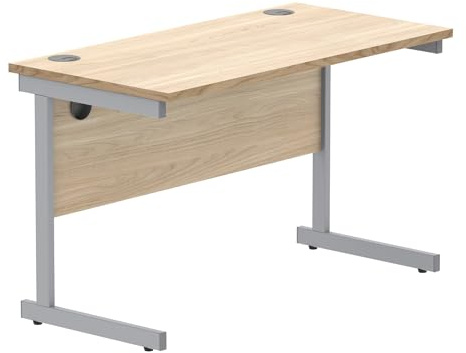 Office Hippo Essentials Rectangular Writing Computer Work Place, Home Office Desk with Cable Port Management, MFC, Canadian Oak, 120x60cm