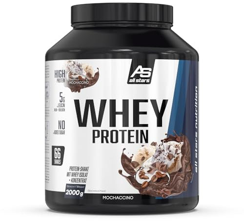 ALL STARS Whey Protein (2 kg, Mochachino) – Cremiger Protein Shake mit Whey Isolat + Whey Konzentrat – hochwertiges Protein-Pulver mit bis zu 24g Eiweiß/Portion – 2000g