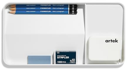 BLUE GINKGO Desk Tray – Korean-Made Organizer for Notes, Pens, Pencils, and Accessories (Double-sided, White)