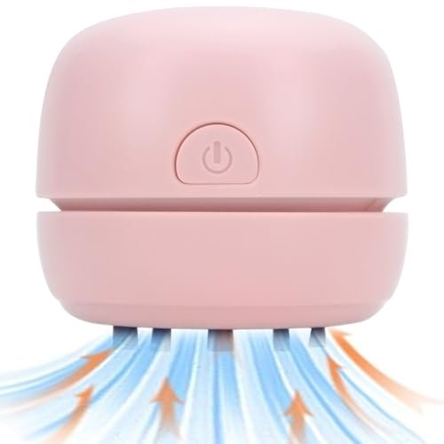 YUNYILAN Mini aspirateur de bureau portable rechargeable par USB, pour nettoyer les miettes, la poussière, les miettes, le clavier d'ordinateur et la voiture (rose)