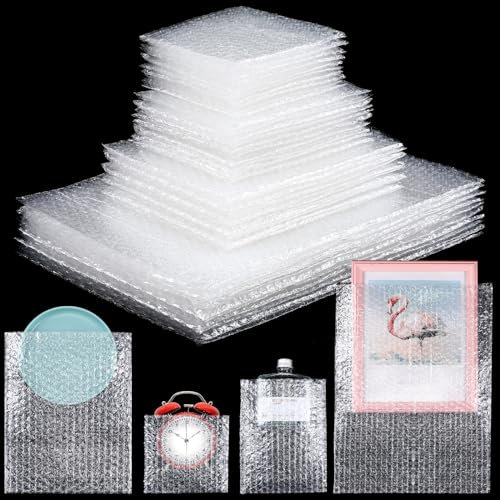 Jetec 100 Pcs 5 Sizes Clear Bubble Pouches Bags for Shipping Packing Cushion Wrap Pockets Bubble Moving Supplies for Dishes and Glasses, China Cups, Glassware Mugs Packaging
