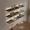 Schwebende Regale zur Wandmontage, lichtemittierende Wandregale aus Metall mit integriertem beleuchtetem LED-Licht für Bar-Arbeitsplatte im Badezimmer, 1 Stück,Schwarz,100x23cm