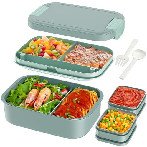 Winproper 1,871.1 g Lunchbox für Erwachsene – Bento Box 1960 ml, 100% auslaufsicher, BPA-frei, spülmaschinen-/mikrowellengeeignet, Grün