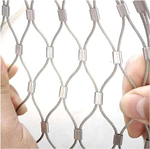 Yoeoefuo Maschendraht Hühnerzaun Weidezaun 1x10m 2x10m 3x10m 304 Edelstahl Seilnetz Flexibel Kabel-Drahtseil-Filetarbeit Garden Farm Treppenbalkon Geflügelkäfignetz Sicherheitsnetz Maschendrahtzaun (