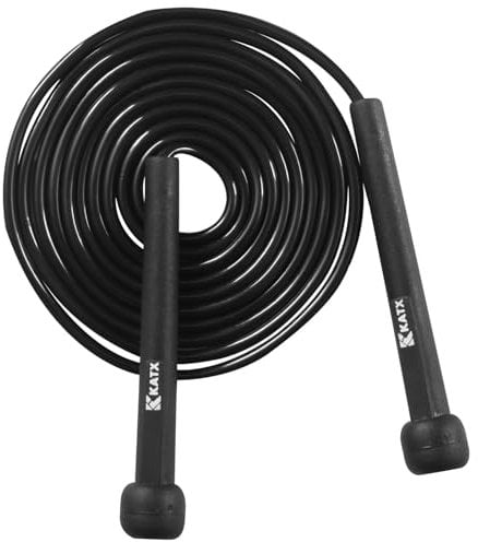 Katx Skipping Rope Adjustable Jumping Rope For Men Women Kids Tangle free non slip handle Jump Rope Home Exercise Fat burning Fitness Workouts MMA Boxing Spare Rope personal Gym Training (Black)