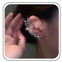 Aneneiceera Boho Kristall Schmetterling Manschette Wrap Ohrringe Silber Kristall Ohr Kletterer Ohrringe Lange Strass Crawler Manschette Cluster Cz Knorpel Clip Auf Schmuck Für Frauen Mädchen (rechts)