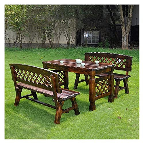 Outdoor Bank 47In Park Gartenbank Holz Retro Massivholz Sitz, Hof 2-3 Sitz wetterfest Veranda Stuhl Bank, Outdoor Tisch und Stuhl Set (1 Tisch u