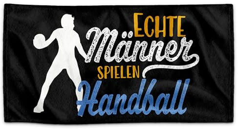 Print Royal PR Handtuch für Sportler mit Spruch - Echte Männer Spielen Handball - Geschenk Sportler, Handball Geschenke, Handballer, Handballspieler | Handtuch Geschenke für Männer, 100 x 50
