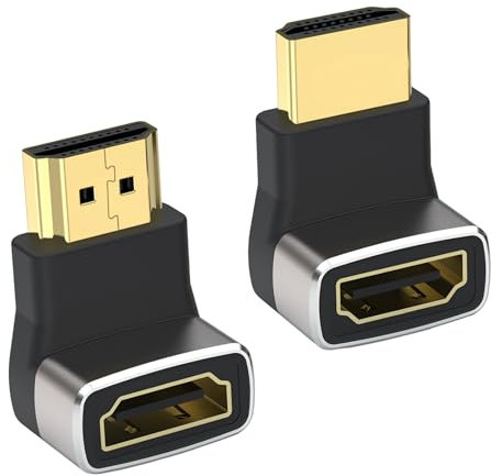 Kasoud Mini HDMI Adapter, 270 & 90 Degree, Right Angle Male to Female, Full HD Gold Plated, Supports 8k@60hz for TV, Laptop, Monitor, DVR Player