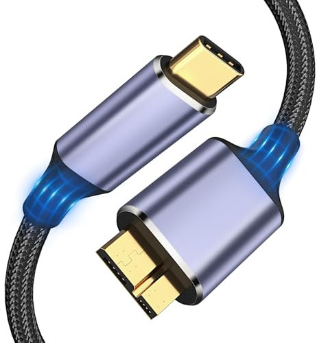 USB 3.1 Micro B to USB C Hard Drive Cables, 1FT 10 Gbps USB C to Micro B, External Hard Drive Cable Compatible with MacBook Pro/Air, iPad/Tablet, iPhone, Samsung Galaxy S24, WD Seagate etc