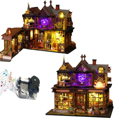 TOPBSFARNY DIY Miniatur Haus Kit Magic House, Mini Haus Making Kit mit Möbeln, Tiny House Kit für Erwachsene zum Bauen Weihnachten Halloween Dekorationen Geschenke für Familie oder Freund