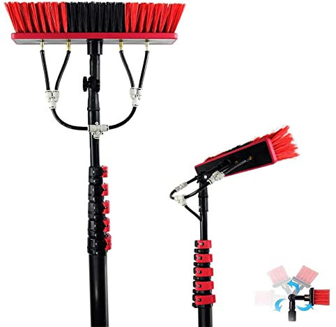 Kit de nettoyage de fenêtre télescopique extensible en aluminium avec brosse de nettoyage longue portée pour panneaux solaires et toit 7,2 m 7,3 m