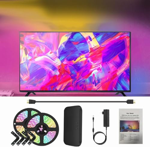 Fondo LED para TV con Caja de sincronización HDMI para televisores de 42 a 158 Pulgadas, Tira de luz LED Inteligente para TV, música y Juegos, luz de TV con sincronización en Color y música