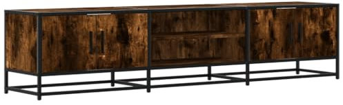 vidaXL Meuble TV chêne fumé 180x35x41 cm Bois d'ingénierie, Support TV, Buffet TV, Meuble multimédia, Banc TV, Meuble HiFi, Centre de Divertissement