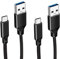 USB C Cable 10Gbps 2 Pack 30CM USB 3.1 Gen 2 Type C Short Cable 3A Fast Charging Data Transfer Android Auto USB A to C Cable QC3.0 for iPhone 16 Pro Max Samsung S23 MacBook iPad Pro Air Huawei Pixel