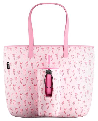 Meoky 15 L Womens Tote Bag: Utility Tote Bag with Zipper for 40 oz Tumbler with Handle, Bow