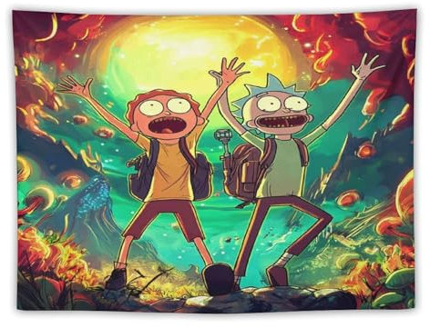 ADEIK Tapisserie Rick And Morty Wandteppich Für Zimmer, Ästhetisches Schlafzimmer, College, Heimbüro
