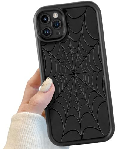 Black Spider Web Phone Case for iPhone 11 Pro Max, Black Cute Spider Web Pattern for Women Girls, Soft TPU Girly Spider Web Phone Case, Bumper Shockproof Protective Case for iPhone 11 Pro Max