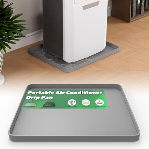 Memrita Portable Air Conditioner Drip Pan, Non-Slip Portable AC Dripping Pan for Portable AC, Catch & Prevent Condensate Leakage, Protect Your Floor, Drip Tray for 5,000 to 14,000 BTU AC Unit, Grey