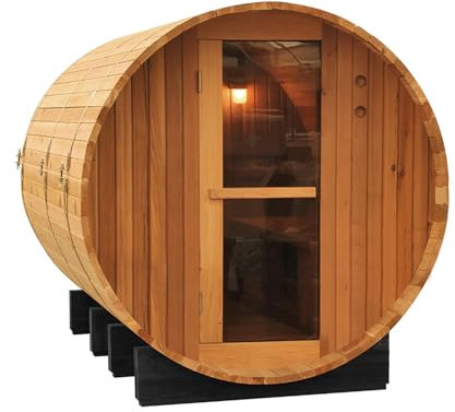 Fonteyn | Barrel Sauna 4ft | Outdoor Sauna | Rustic Hemlock Wood | Suitable for up to 2 People | Up to 60 degrees | Includes Heater and Hot Rocks
