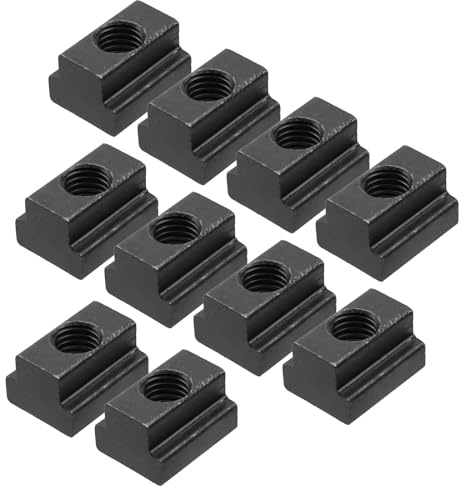 Chinflly T Slot Nuts,M10 T Slot Nuts Thread Black Oxide Finish Hammer Head Fastener Nut,Pack of 10