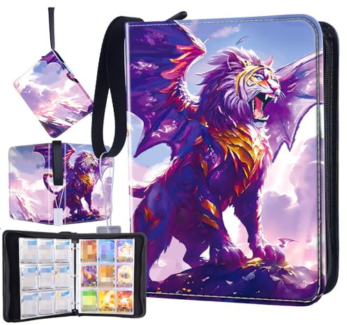 Carpeta de Cartas, Album de Cartas 9 bolsillos, 50 páginas con capacidad para 900 tarjetas Carpeta de Cartas, Álbum de para Cartas coleccionista, Colección de Recortes Carpetas con Cremallera, Tigre