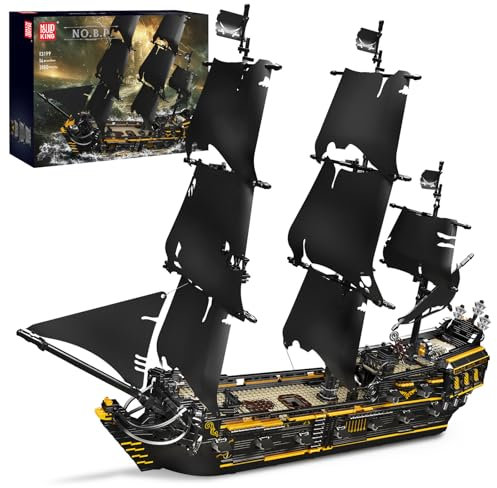 Mould King 13199 Piratenschiff Bausteine,Groß MOC Black Pearl Segelschiff MOC Modellbausatz Klemmbausteine für Erwachsene(3180 Teile)
